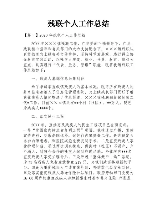 残联个人工作总结