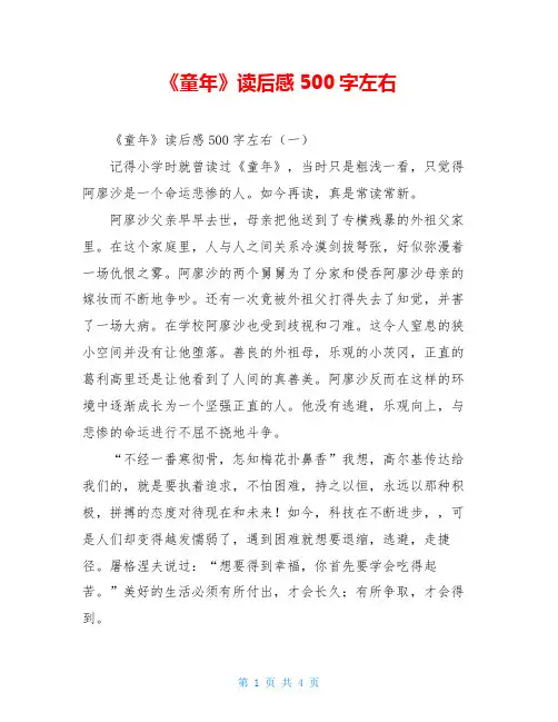 《童年》读后感500字左右