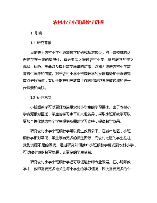 农村小学小班额教学初探