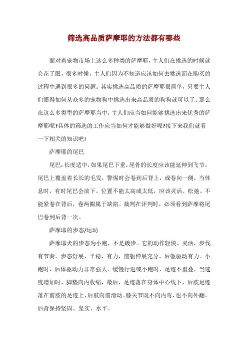 筛选高品质萨摩耶的方法都有哪些