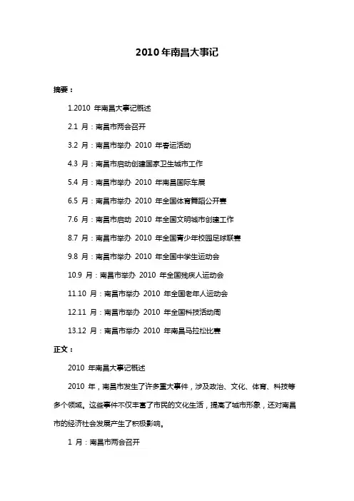 2010年南昌大事记