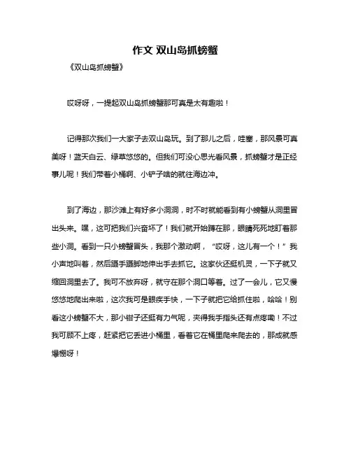 作文 双山岛抓螃蟹