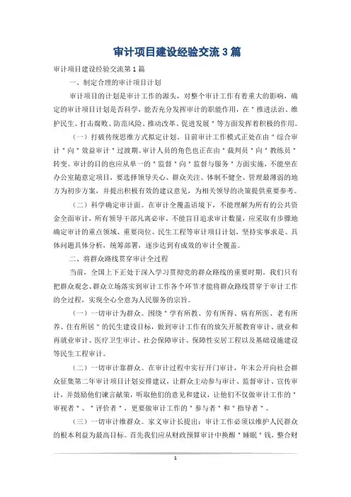 审计项目建设经验交流3篇