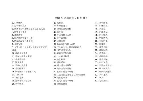 物理变化和化学变化的例子