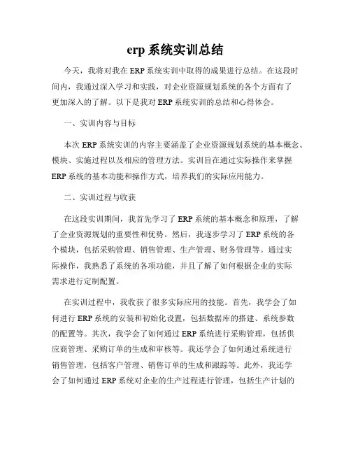 erp系统实训总结