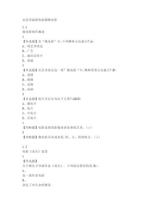 宋崇导演教你拍摄微电影