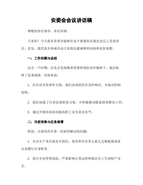 安委会会议讲话稿