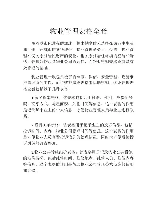 物业管理表格全套