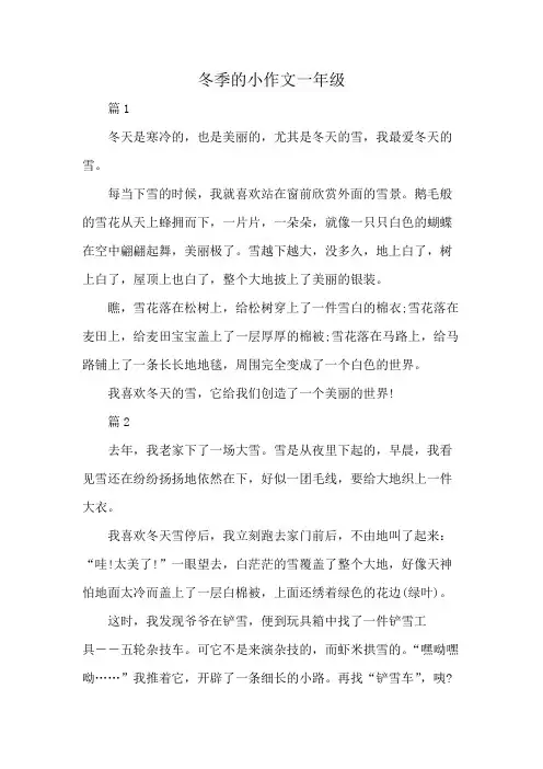 冬季的小作文一年级