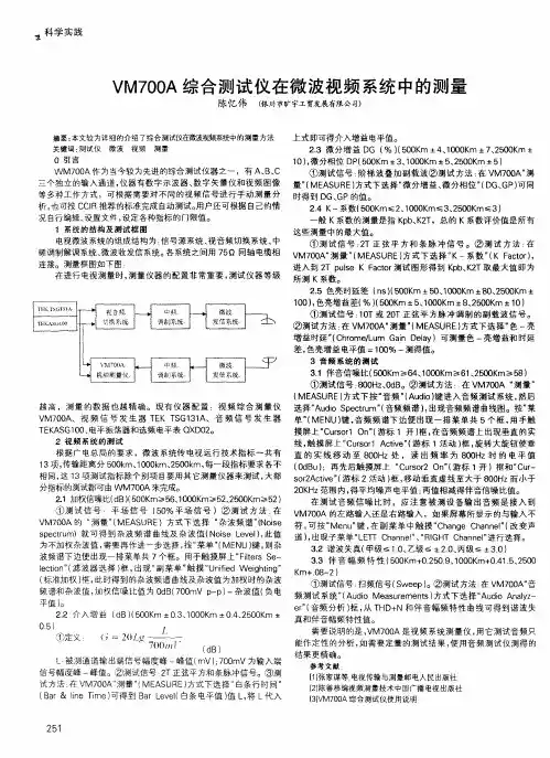 VM700A综合测试仪在微波视频系统中的测量