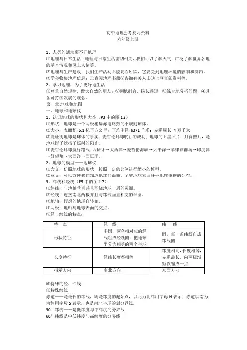 鲁教版初中地理会考知识点大全.