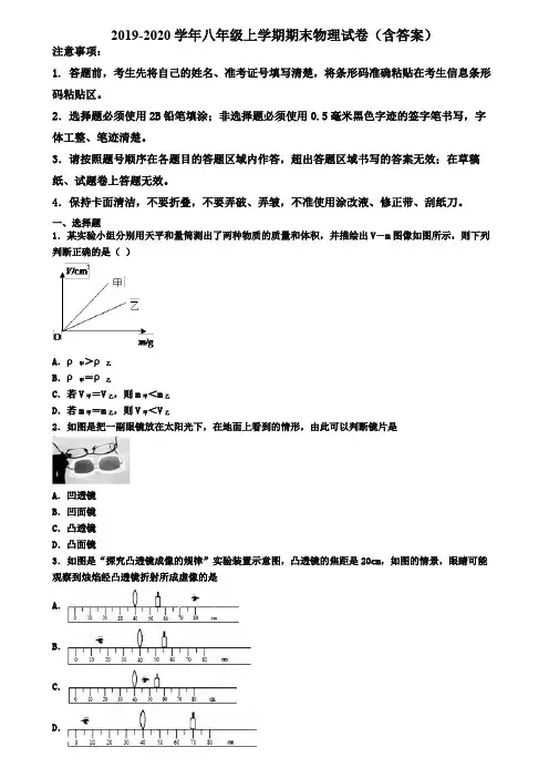 南宁市2019-2020学年物理八年级上学期期末考试试题