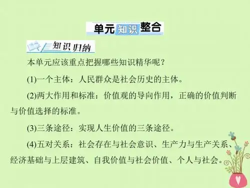 2019版高考政治一轮复习第四单元认识社会与价值选择单元知识整合课件新人教版必修4