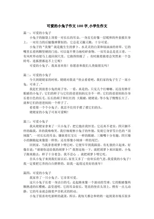 可爱的小兔子作文100字_小学生作文
