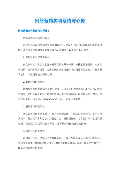 网络营销实训总结与心得