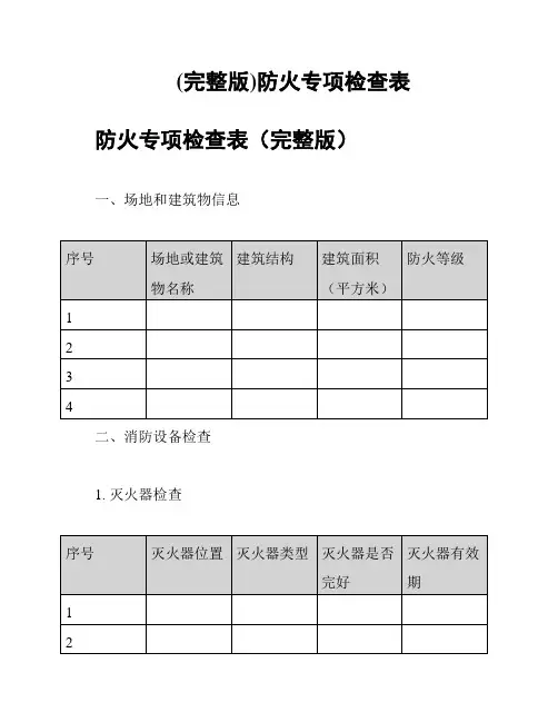 (完整版)防火专项检查表