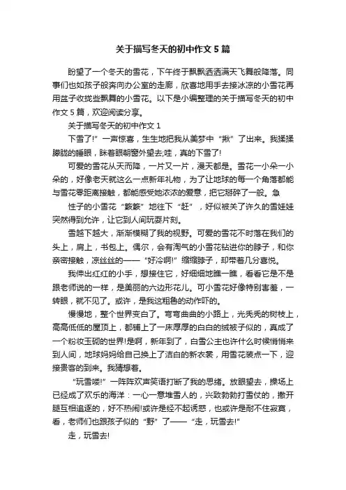 关于描写冬天的初中作文5篇
