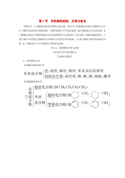 2019年高考化学一轮复习 第11章 有机化学基础(选考)第1节 有机物的结构、分类与命名学案 鲁科版
