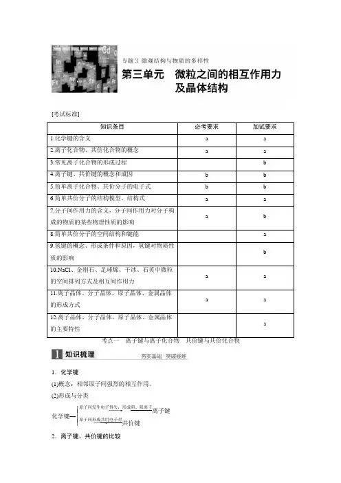 化学步步高高考总复习专题3   第三单元知识点+经典例题