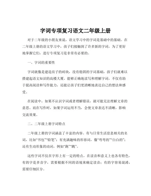 字词专项复习语文二年级上册