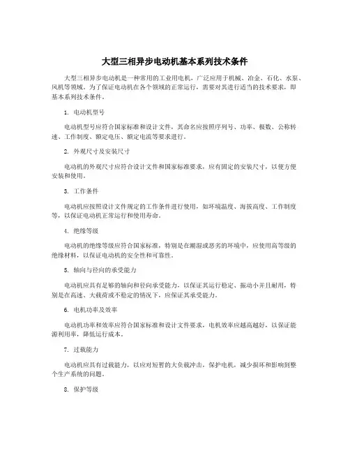 大型三相异步电动机基本系列技术条件
