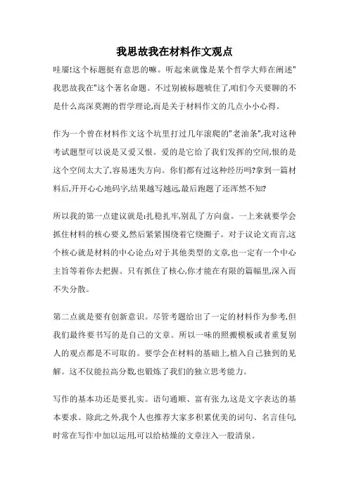 我思故我在材料作文观点