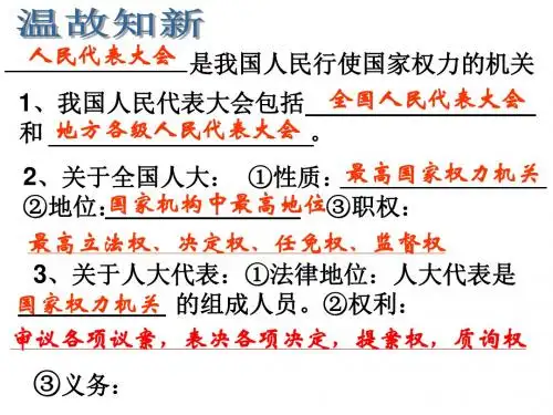 人教版高中政治必修二5.2《人民代表大会制度：我国的根本政治制度》课件 (共26张PPT)