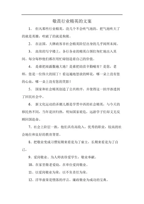 敬畏行业精英的文案