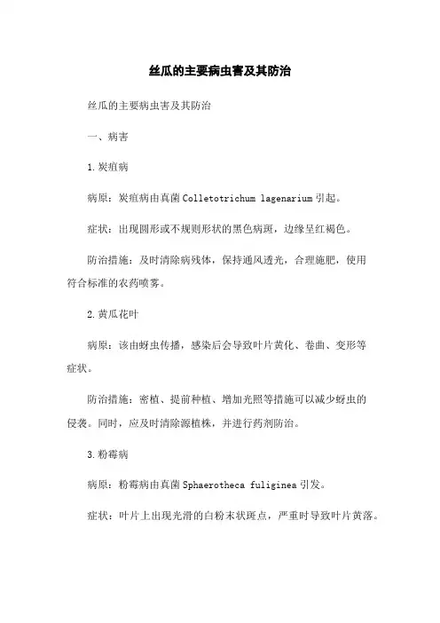 丝瓜的主要病虫害及其防治