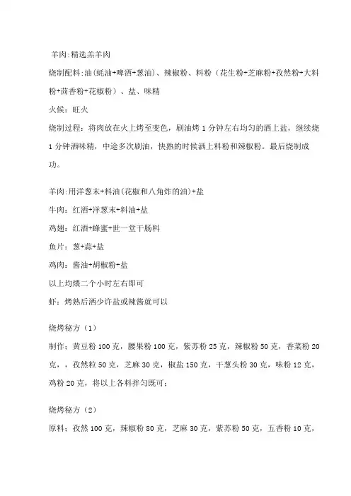 烧烤配方大全