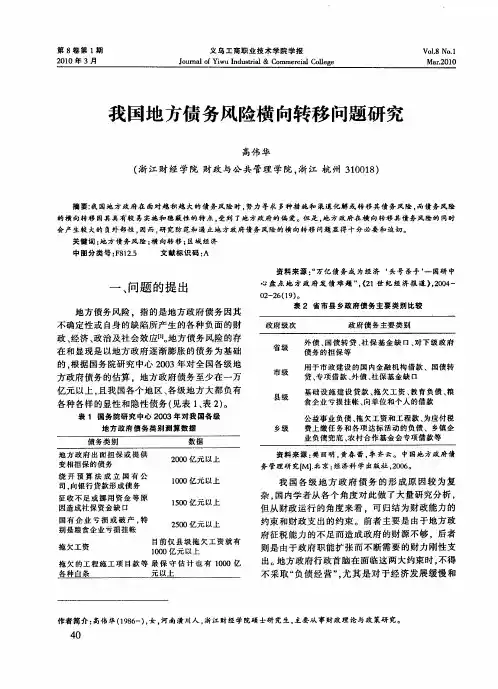 我国地方债务风险横向转移问题研究
