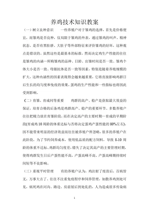 养鸡技术知识教案