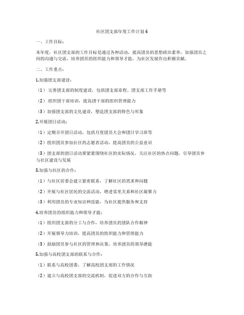 社区团支部年度工作计划6
