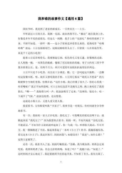 精选我和谁的故事作文【通用6篇】