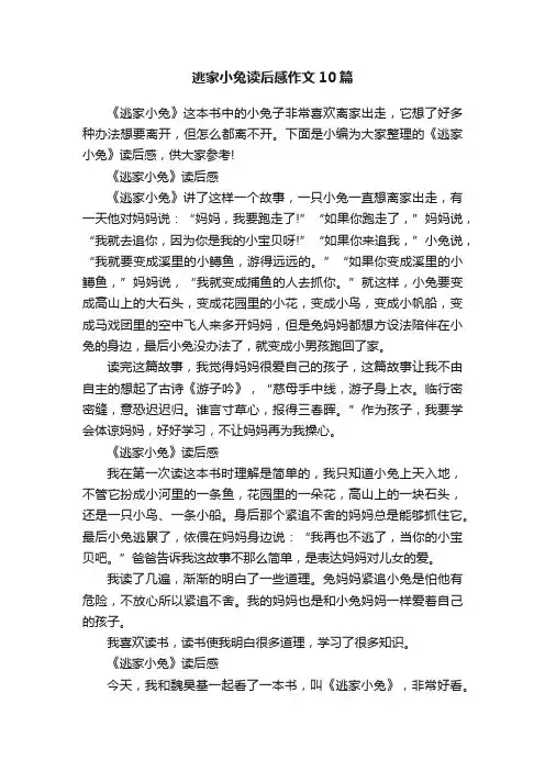 逃家小兔读后感作文10篇