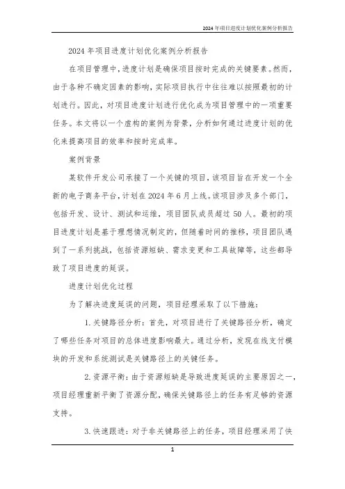 2024年项目进度计划优化案例分析报告