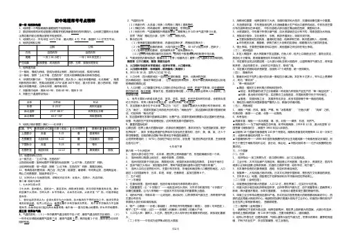 初中中考地理常考考点汇总