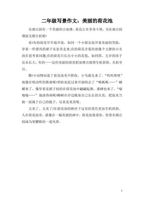 二年级写景作文：美丽的荷花池