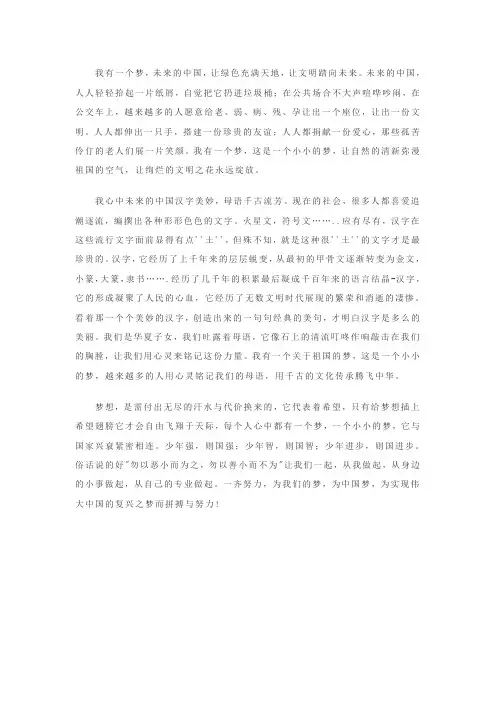 我心中的未来中国