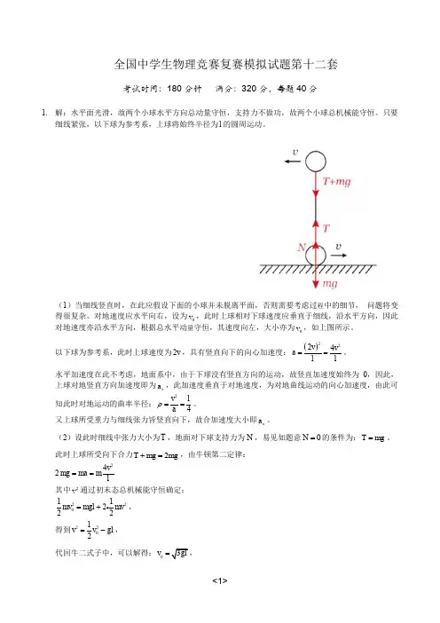 第36届物理竞赛复赛模拟题(第12套)_解析