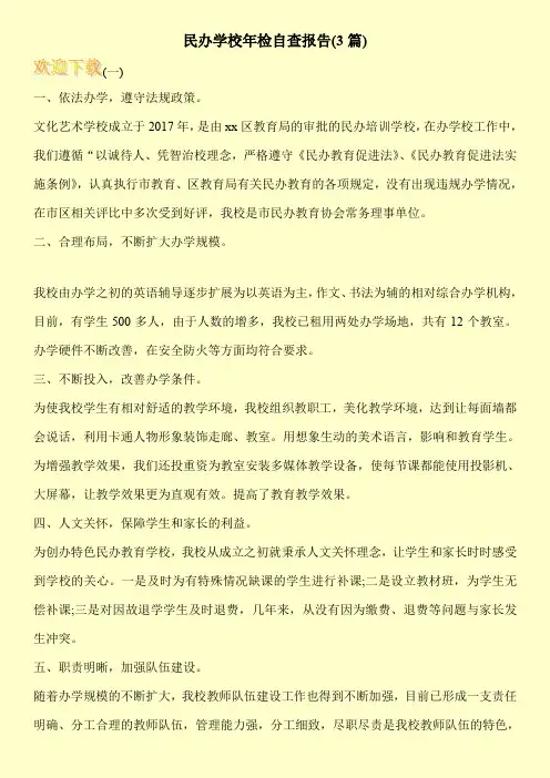 民办学校年检自查报告(3篇)