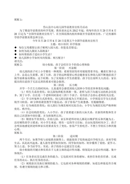 学前教育宣传月展板内容简版
