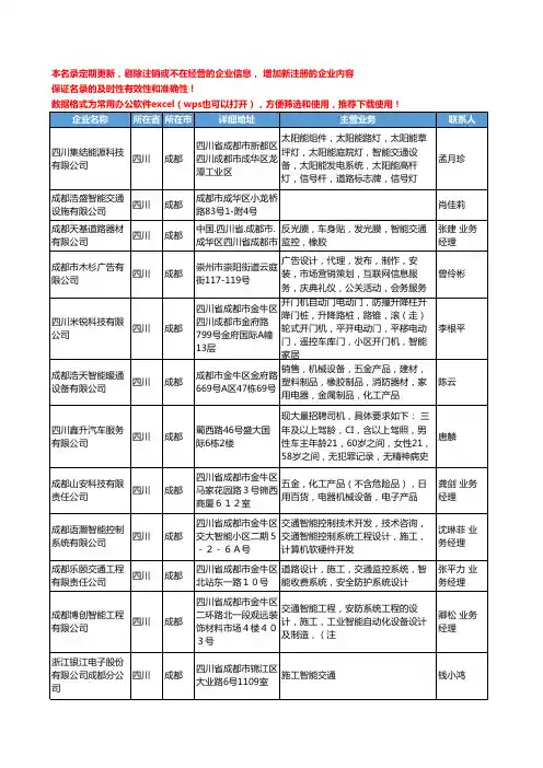 2020新版四川省成都智能交通工商企业公司名录名单黄页大全57家