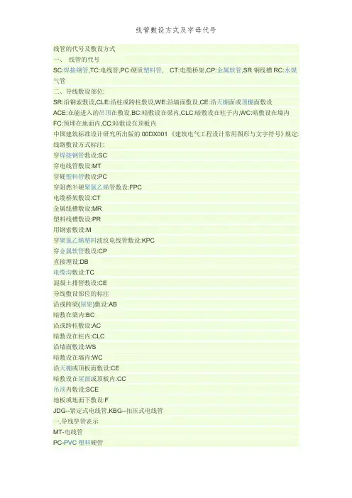 线管敷设方式及字母代号