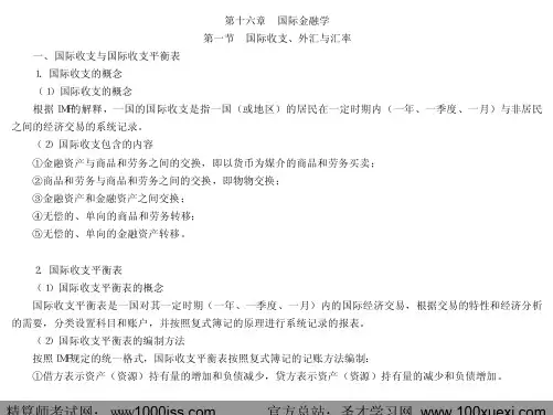 国际金融学国际收支外汇与汇率考点归纳