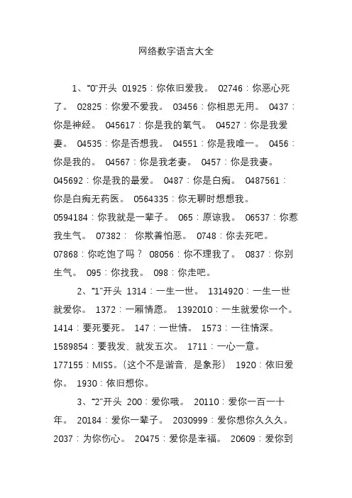 网络数字语言大全