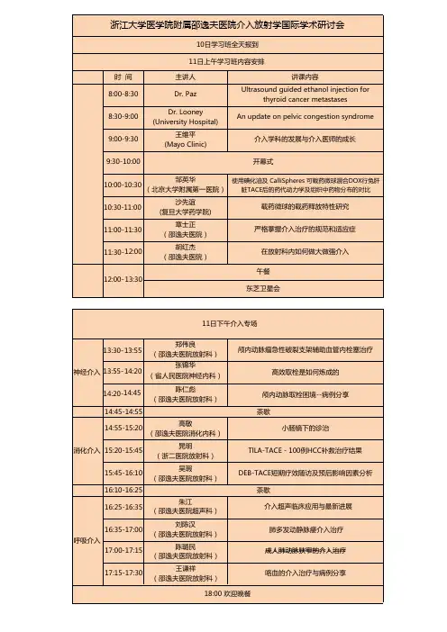 浙江大学医学院附属邵逸夫医院介入放射学国际学术研讨会