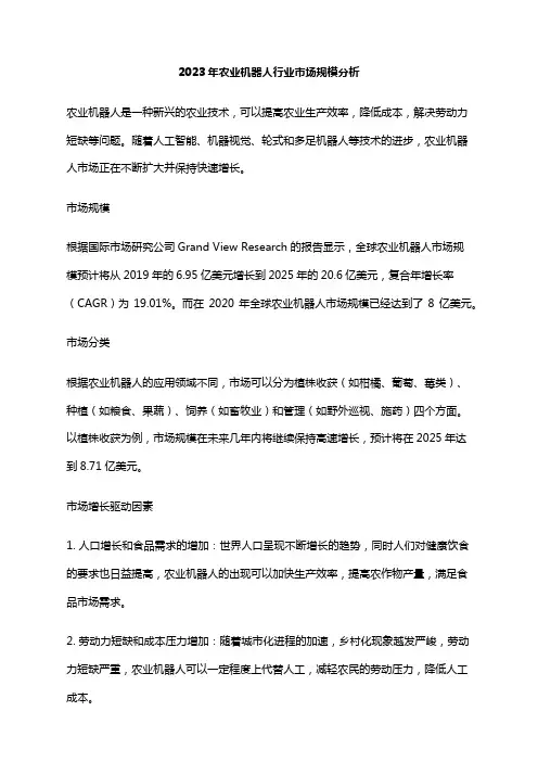 2023年农业机器人行业市场规模分析