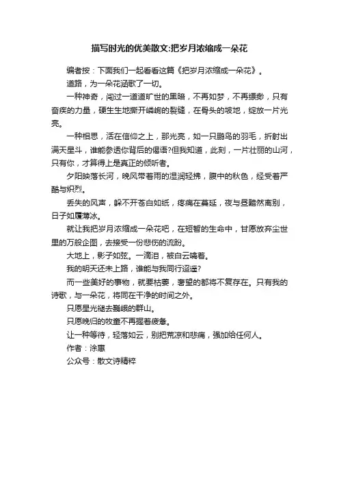 描写时光的优美散文：把岁月浓缩成一朵花