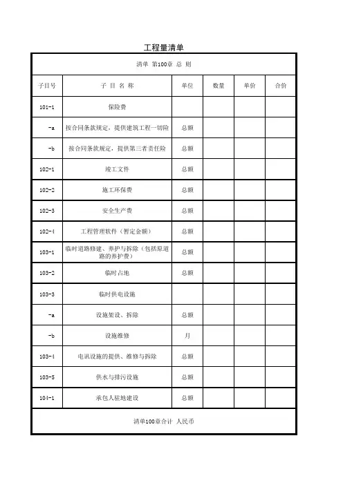 标准工程量清单